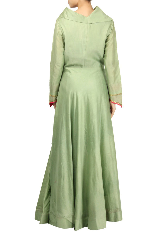 Olive Green Anarkali Dress With Dupatta