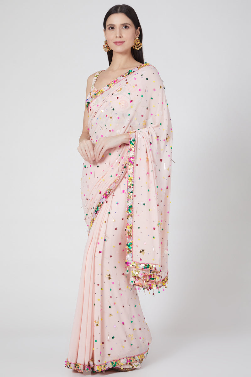 Blush Pink Embroidered Saree