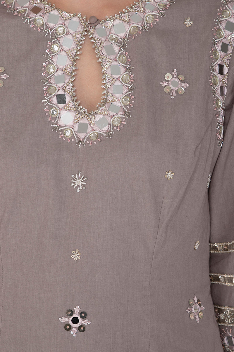 Grey Embroidered Gharara Set
