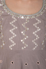 Grey Embroidered Kalidar Lehenga Set