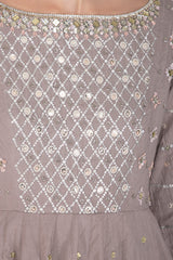 Grey Embroidered Kalidar Sharara Set