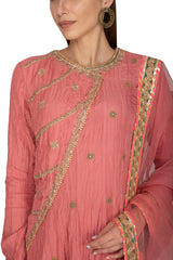 Pink Embroidered Sharara Set