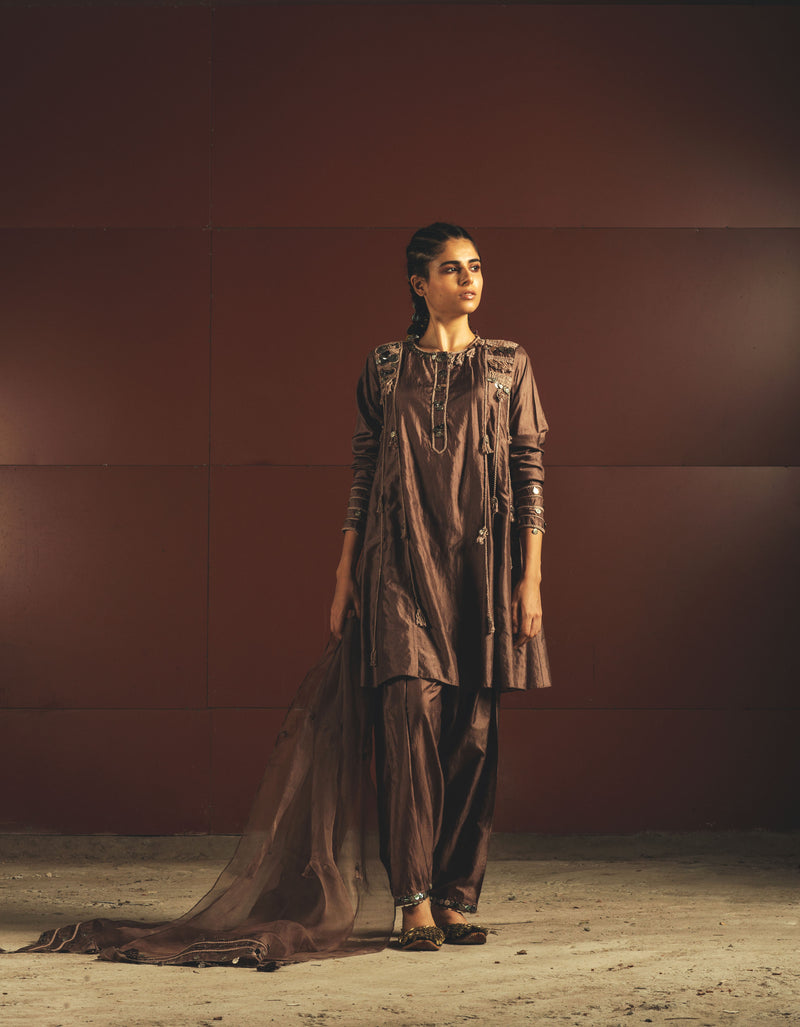 Brown Aline Kurta Set