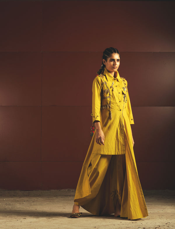 Yellow Long Short Kurta Set