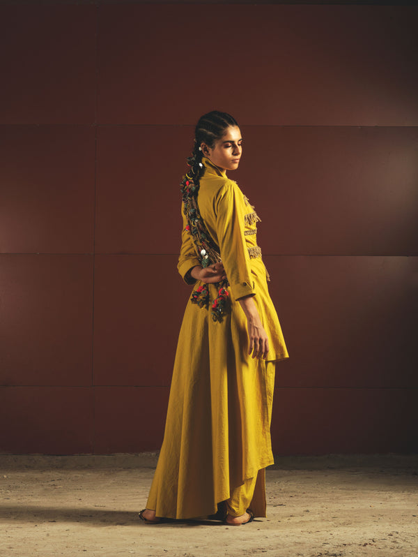 Yellow Long Short Kurta Set