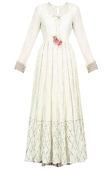 Off White Double Layer Anarkali Set