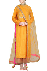 Mustard Sequins Kurta & Palazzo Set