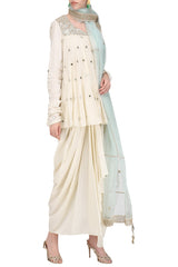 Off White Tunic With Dhoti Pants