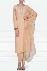 Peach Embroidered Kurta & Dhoti Pants